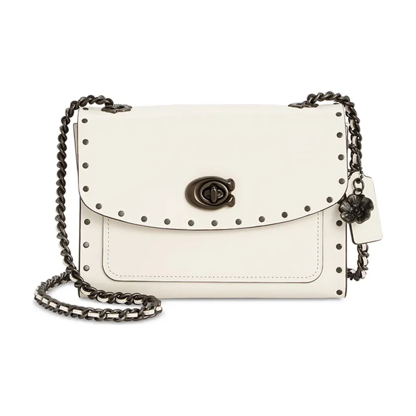 COACH Parker Cow Leather Stud Bag, Crossbody Bag, Shoulder Bag Trumpets Women's White