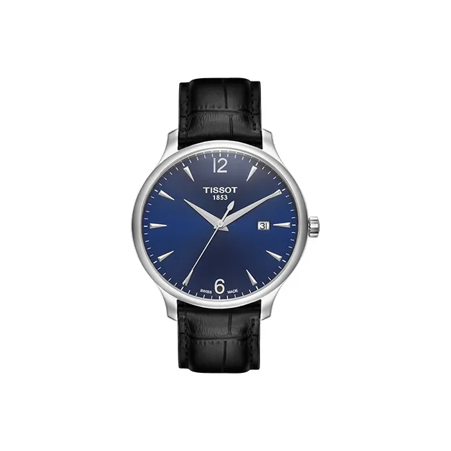 Tissot Junya Collection Кварцевый механизм Мужские часы 42 мм Синий циферблат Корпус из нержавеющей стали Ремешок из натуральной кожи