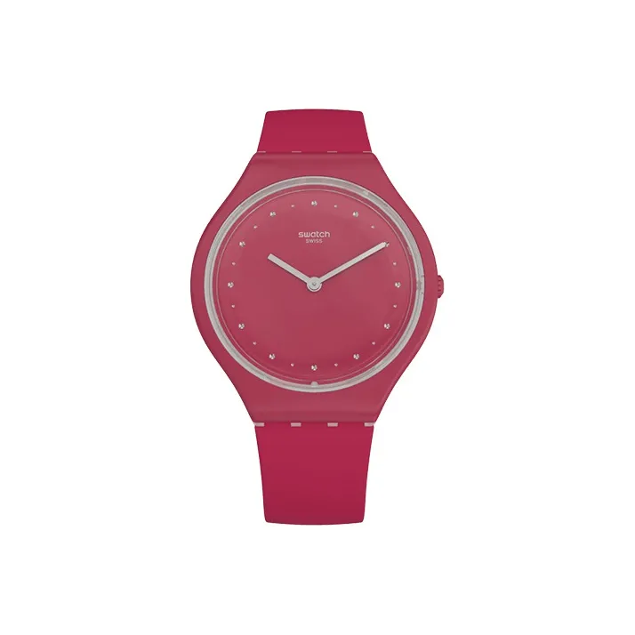SWATCH Classic Collection Кварцевый механизм Женские часы 36,8 мм Красный циферблат Часы Пластиковый корпус Часы Силиконовый ремешок