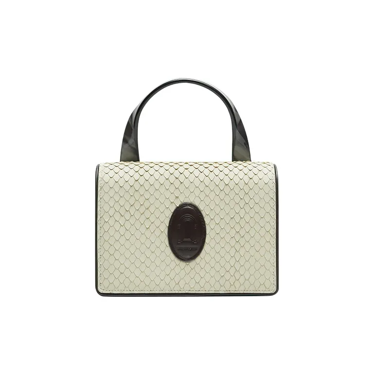 STAR TOWN Top Grain Cow Leather Handbag Small Size Women's South African Black/Asphalt Gray