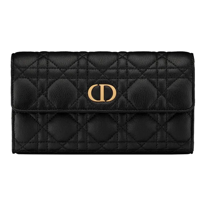 DIOR Calfskin Wallet Women's Black