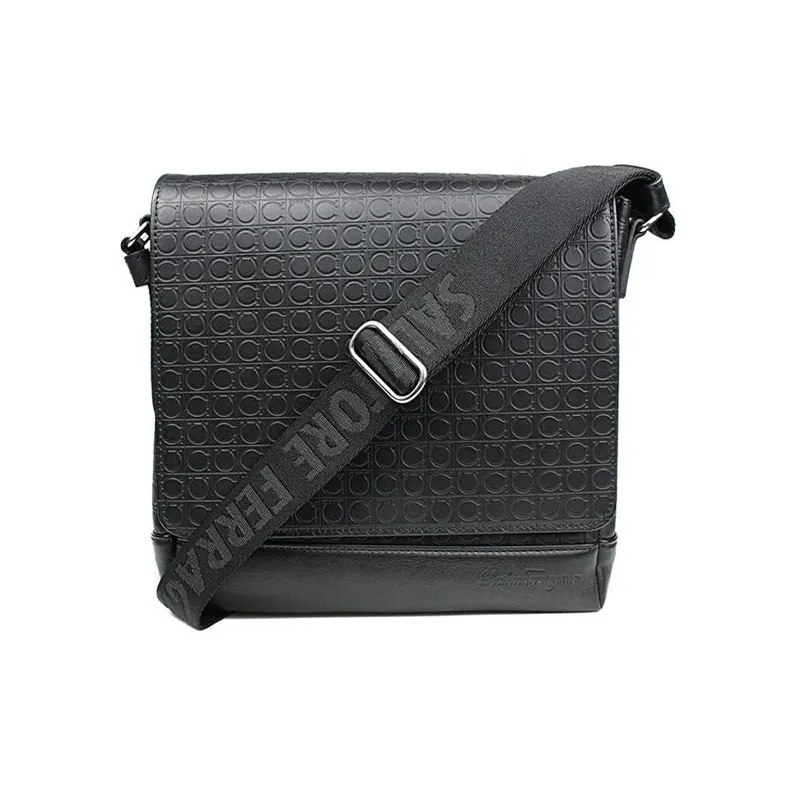 FERRAGAMO Cow Leather Shoulder Bag, Crossbody Bag Regular Men's Black