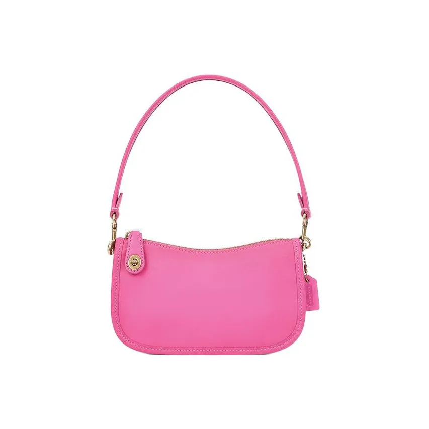 COACH Swinger Cow Leather Crescent Bag, Pochette, Underarm Handbag Small Women's Rose Red