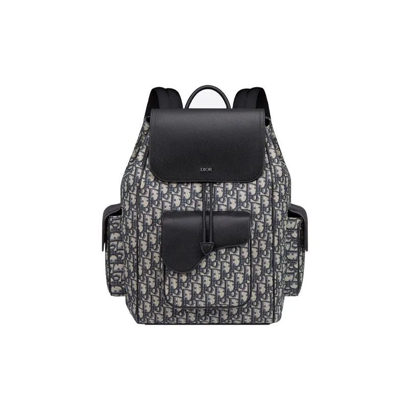 DIOR Saddle Fabric With Cow Leather Backpack Men's Beige/Black