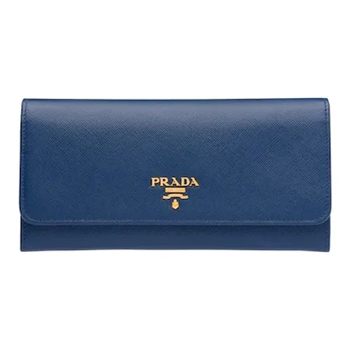 PRADA Cowhide Leather Wallet Women's Cornflower Blue