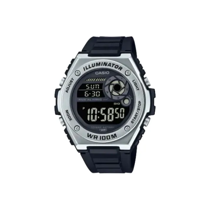 CASIO DIGITAL Series Кварцевый механизм Смольный ремешок Часы Мужские Черный циферблат MWD 100H 1BV