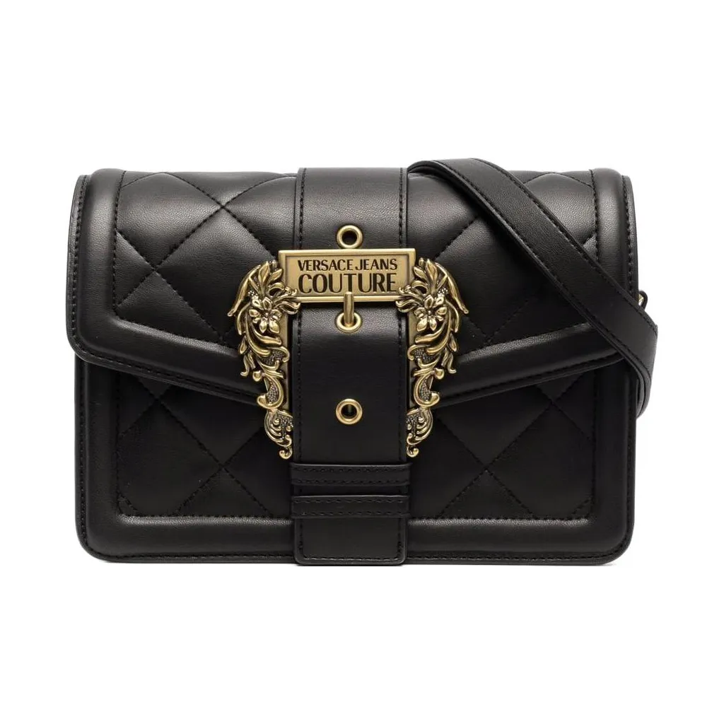 VERSACE JEANS COUTURE Polyurethane Shoulder Bag, Crossbody Bag Women's Black