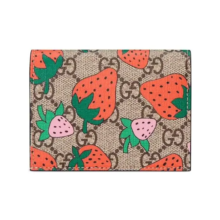 GUCCI Canvas с кожаными вставками держатель для карт кошелек кошелек для монет женский бежевый эбеновый красно-розовый