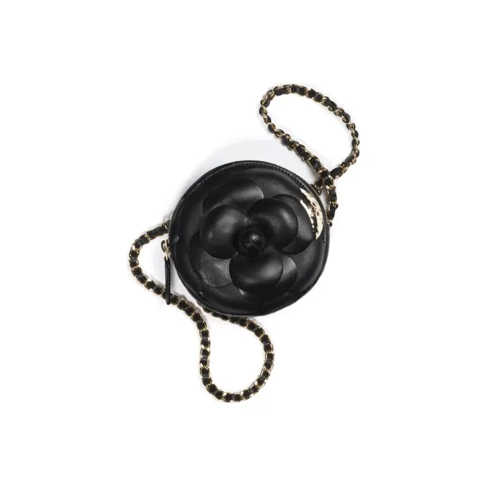 CHANEL Lambskin Earphone Case, Handheld Bag, Shoulder Bag, Crossbody Bag Women's Black