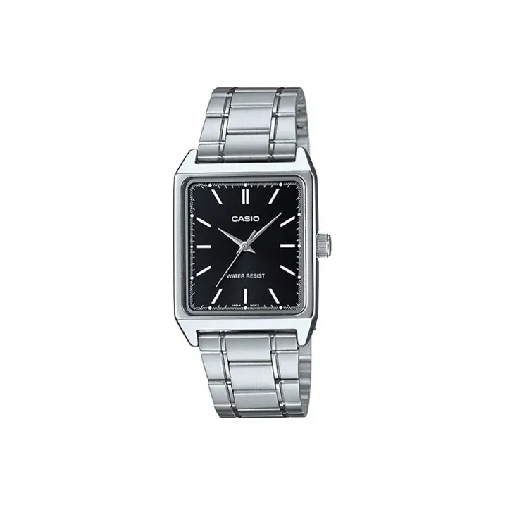 CASIO Standard Series Small Block Кварцевый механизм Нержавеющая сталь Ремешок Часы Женские Черный циферблат