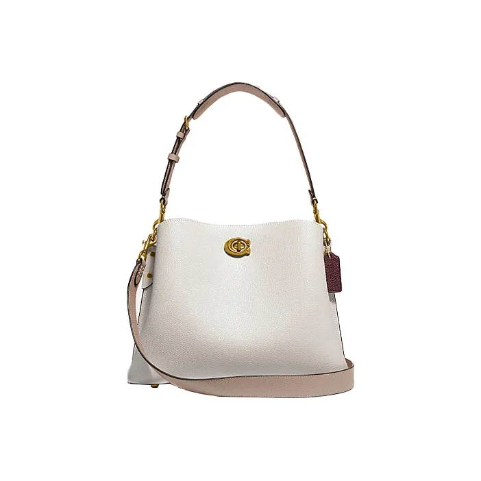 COACH Willow Cow Leather Bucket Bag, Portable Crossbody Bag, Shoulder Bag Tubas Women's White