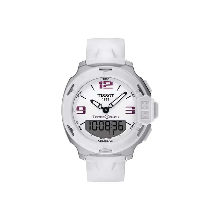 TISSOT Race Collection Кварцевый механизм Мужские часы Циферблат 42,15 мм Белый корпус Нержавеющая сталь Резиновый ремешок