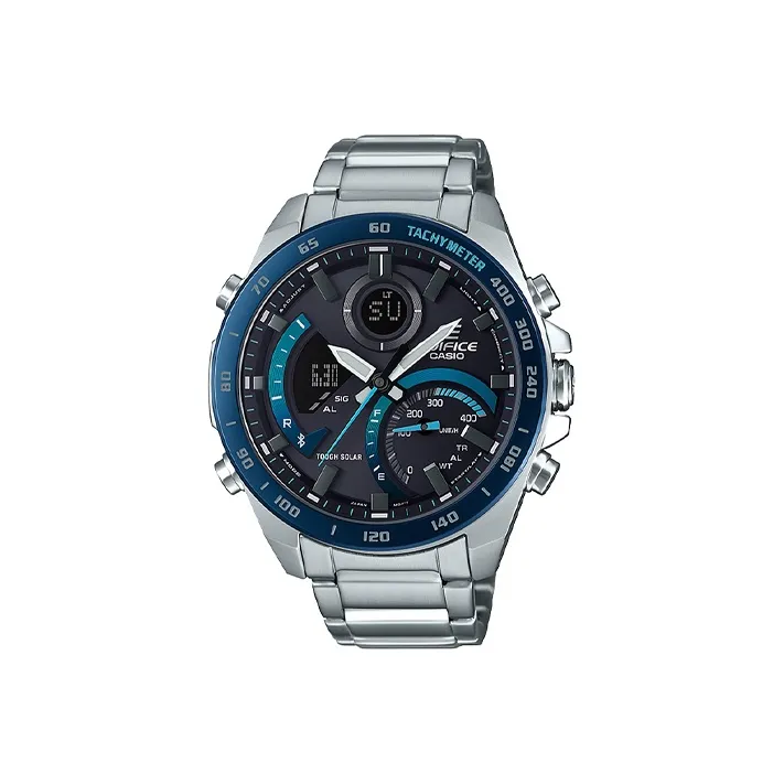 CASIO EDIFICE Железо Сердце Солнечный Механизм Нержавеющая сталь Ремешок Часы Мужские Черный Циферблат