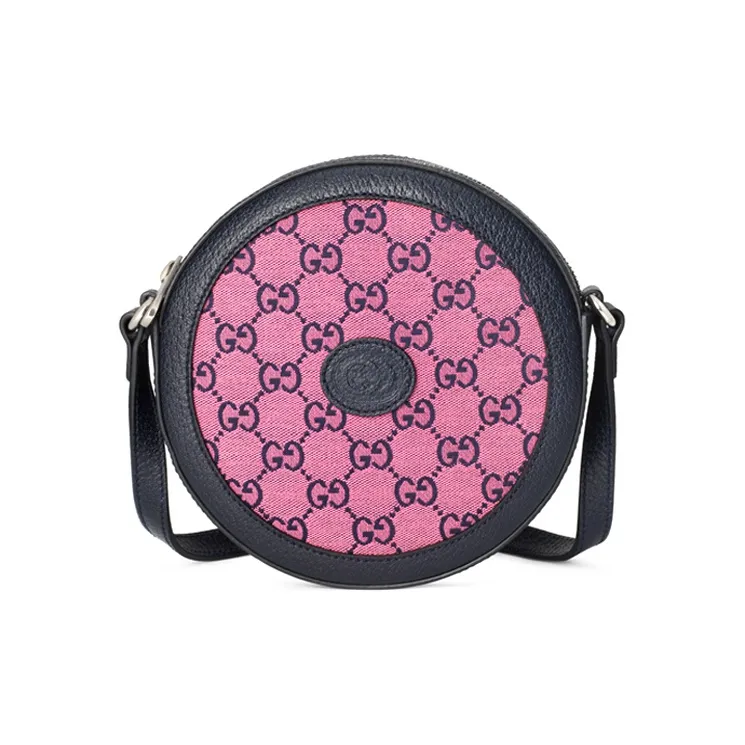 GUCCI Canvas With Leather Round Cake Bag Shoulder Bag Crossbody Bag Regular Women's Pink/Dark Blue