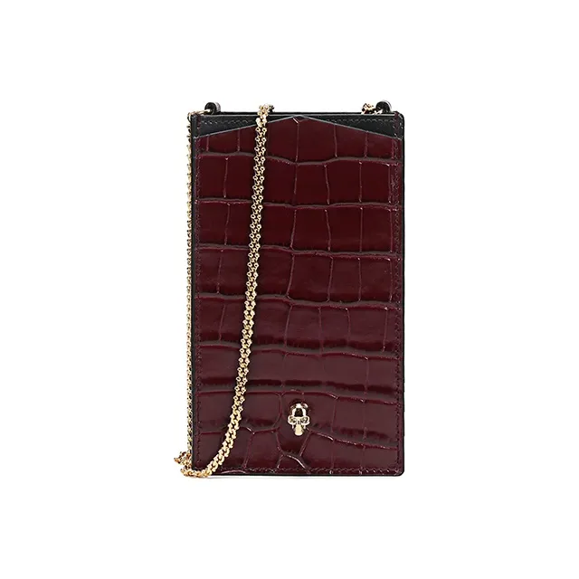 Alexander McQueen Сумка через плечо из кожи чехол для телефона женский бордовый