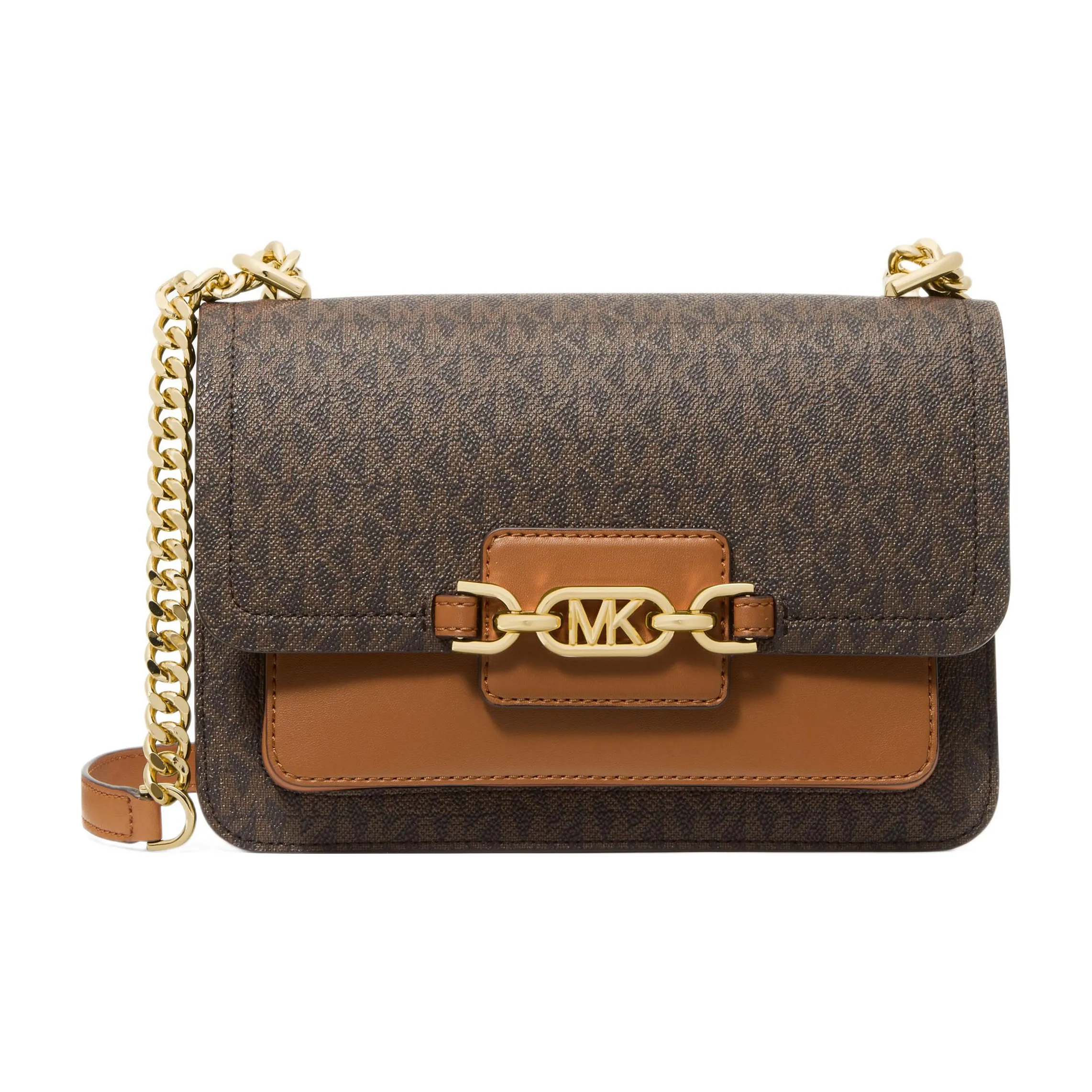 MICHAEL KORS Heather Artificial Leather Crossbody Bag Large Women's Dark Brown Gut Brown Multicolor MICHAEL KORS Вереск Искусственная кожа Сумка через плечо Большая Женская Темно-коричневый Желудево-коричневый Многоцветный