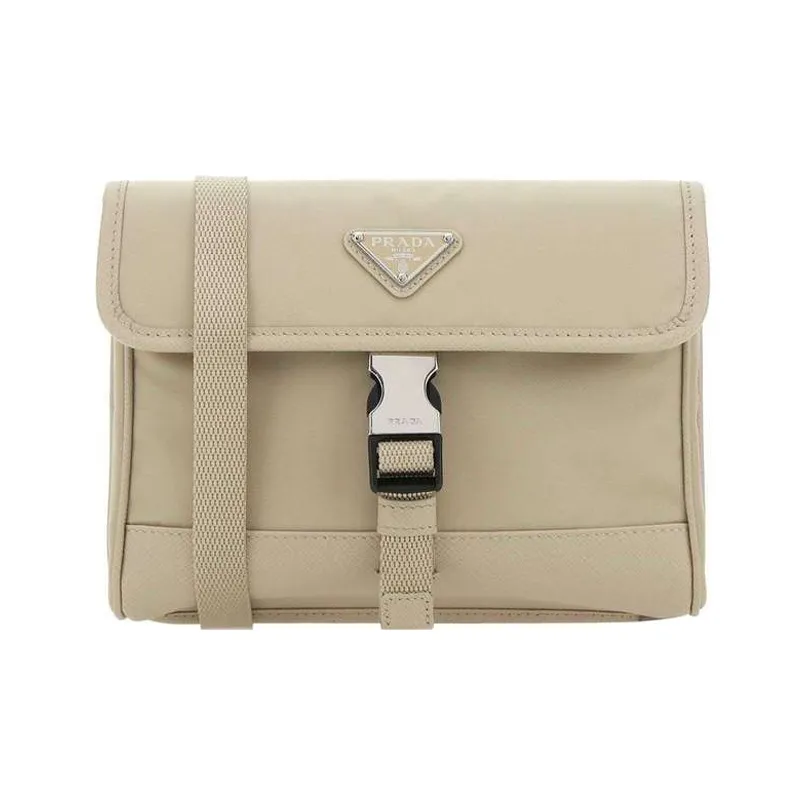 PRADA Saffiano Nylon Camera Bag, Cell Phone Pouch, Crossbody Bag, Shoulder Bag Unisex Light Umber