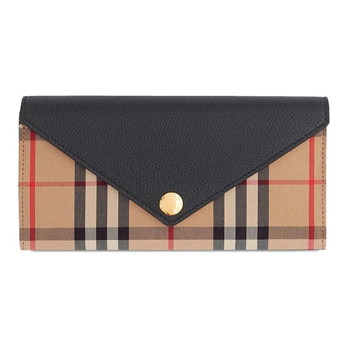 Burberry Polyamide Envelope Bag Wallet Women's Black/Yellow Brown