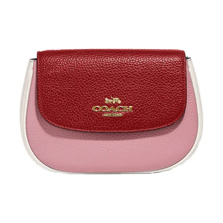 COACH Седло кожа седло сумка бананка маленький женский розовый