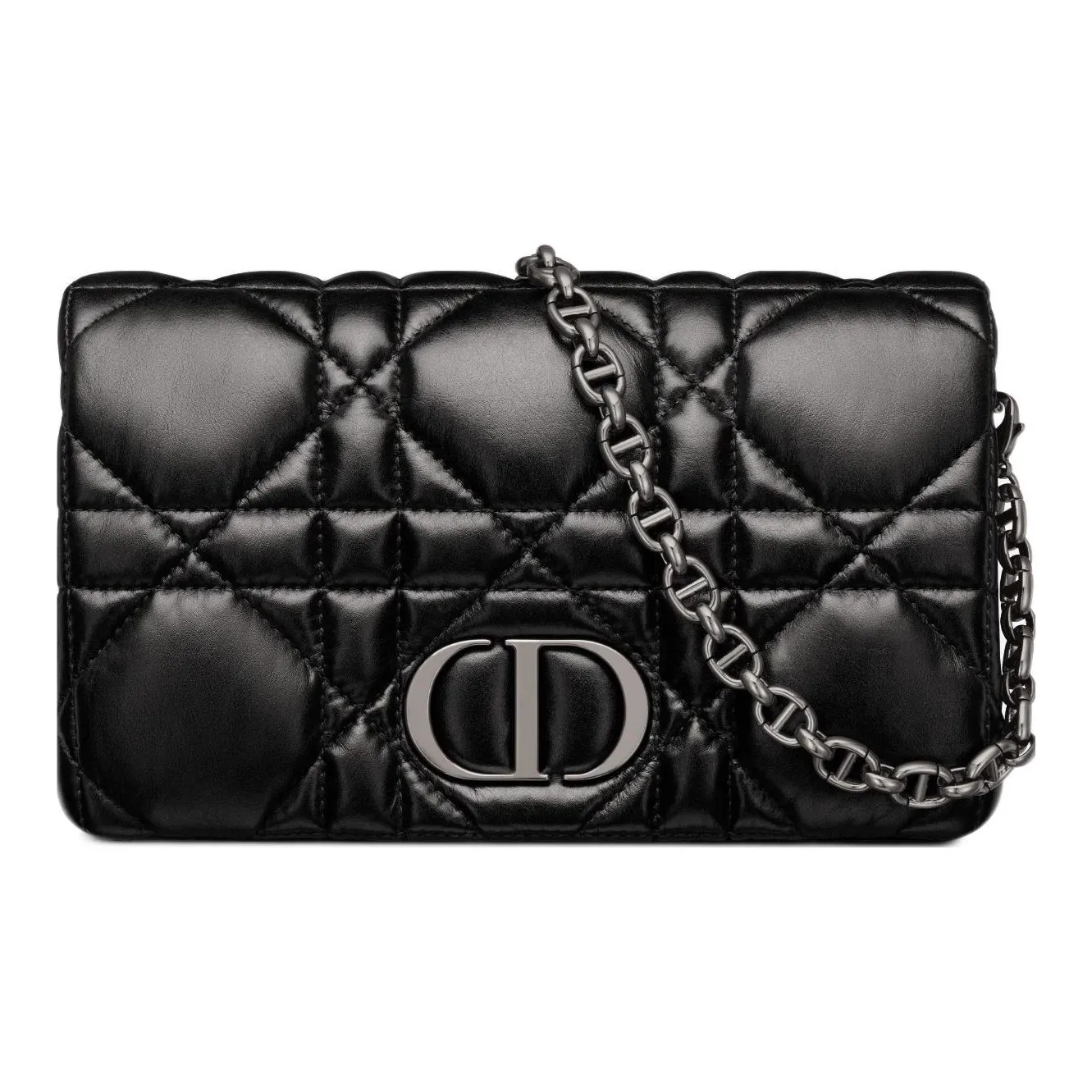 DIOR Cow Leather Shoulder Bag Crossbody Bag Clutches Regular Women's Black Silver