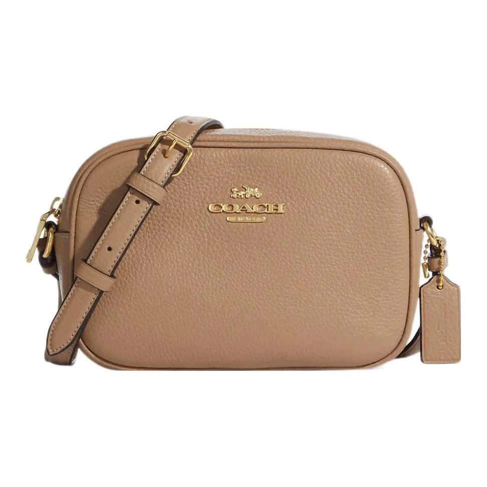 COACH Jamie Leather Camera Bag, Shoulder Bag, Crossbody Bag Trumpets Women's Khaki