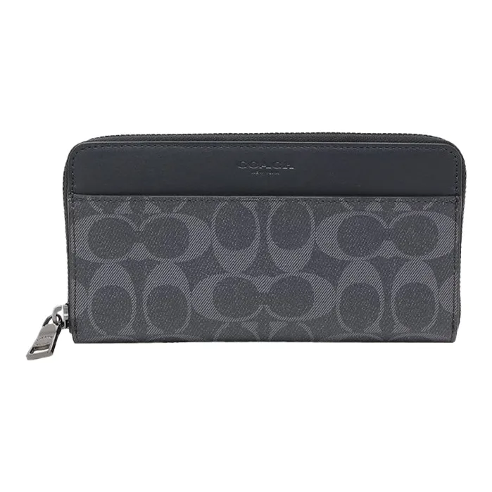 COACH Accordion Wallet Leather Canvas Wallet Men's Black