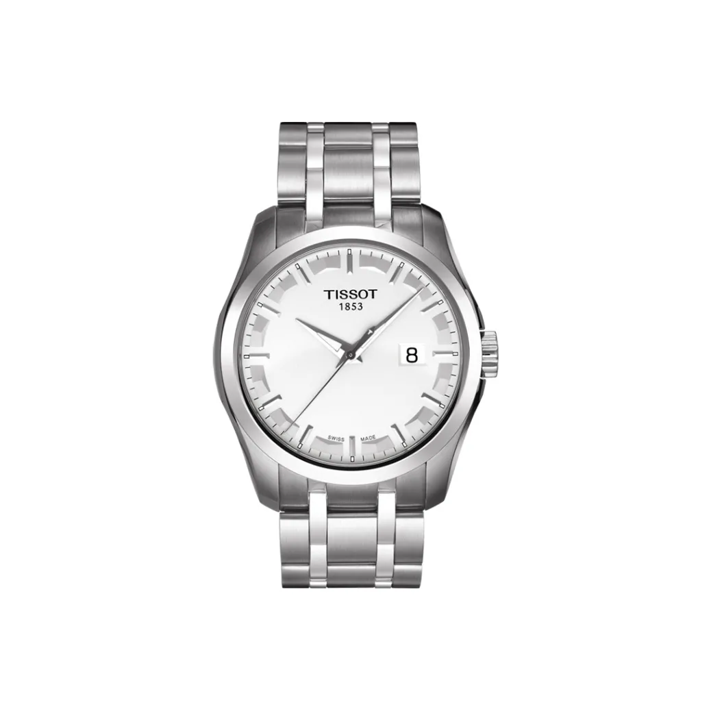 Tissot Kutu Collection Кварцевый механизм Мужские часы 39 мм Белый циферблат Корпус из нержавеющей стали Ремешок из нержавеющей стали