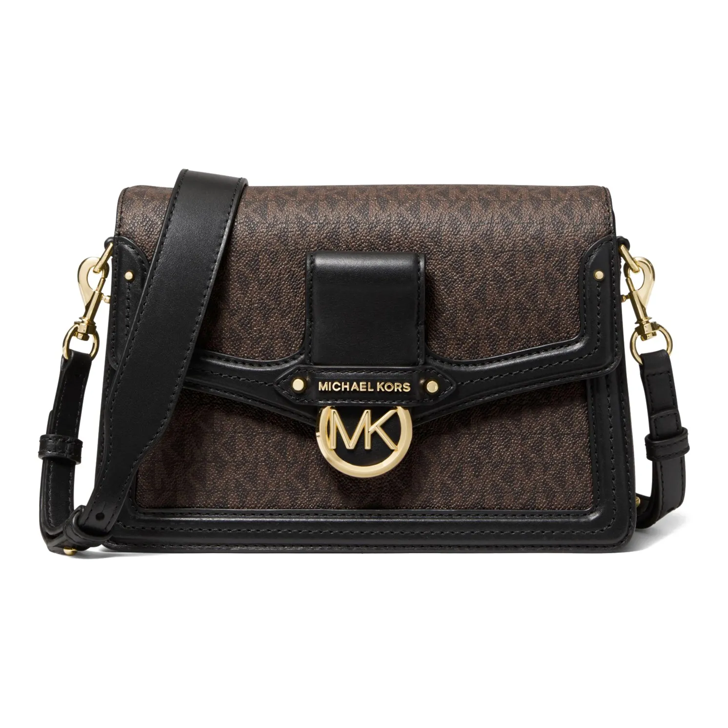 MICHAEL KORS Jessie Leather Messenger Bag, Crossbody Bag, Shoulder Bag Women's Brown Black