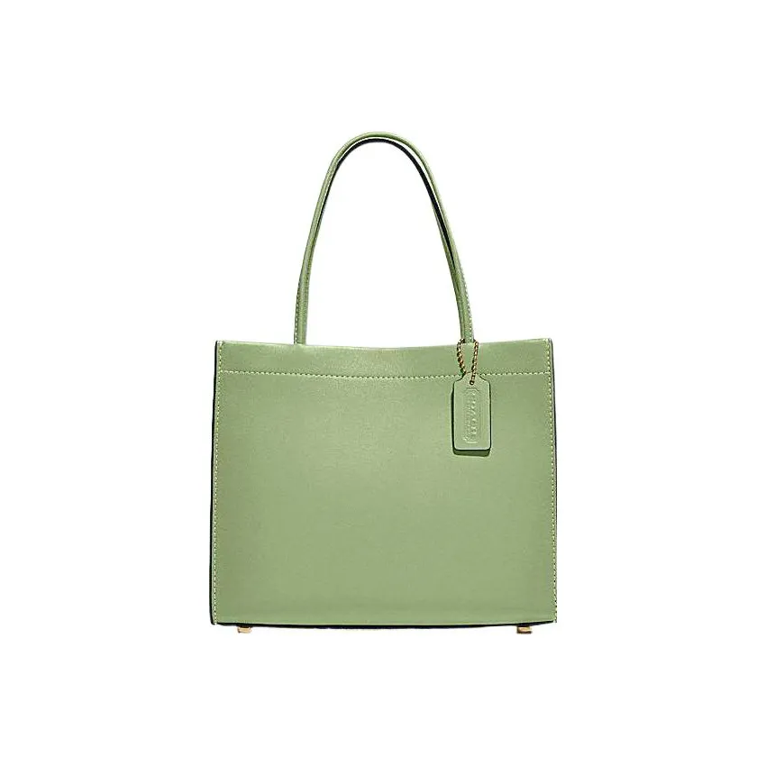 COACH Cashin Кожа Тоут Сумка Сумка для покупок Ручная сумка Сумка через плечо Маленькая Женская Шалфейно-зеленая
