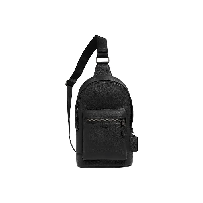 COACH West Refined Pebbled Leather Sling Bag, Crossbody Bag, Shoulder Bag Trumpets Men's Black