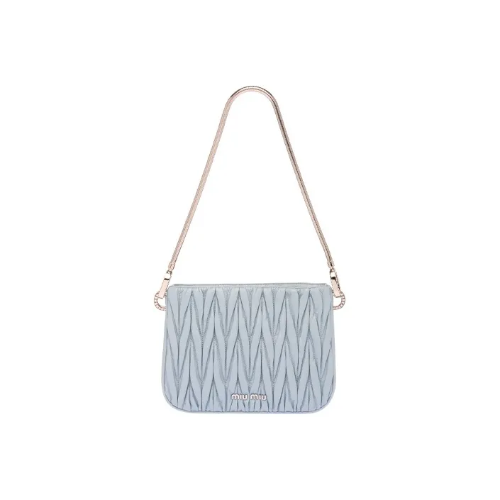 MIU MIU SASSY Maritime Sheepskin Shoulder Bag Handbag Shoulder Bag Women's Sky Blue