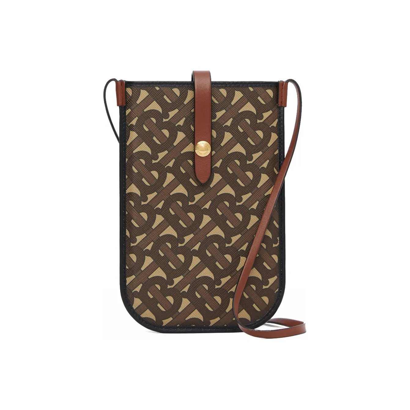 Burberry Monogram Print E Canvas Card And Phone Case With Strap Bridle Brown
