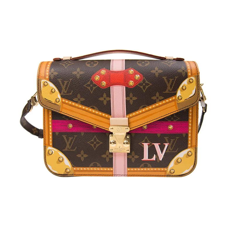 LOUIS VUITTON Leather Messenger Bag, Shoulder Bag, Crossbody Bag, Handbag Women's