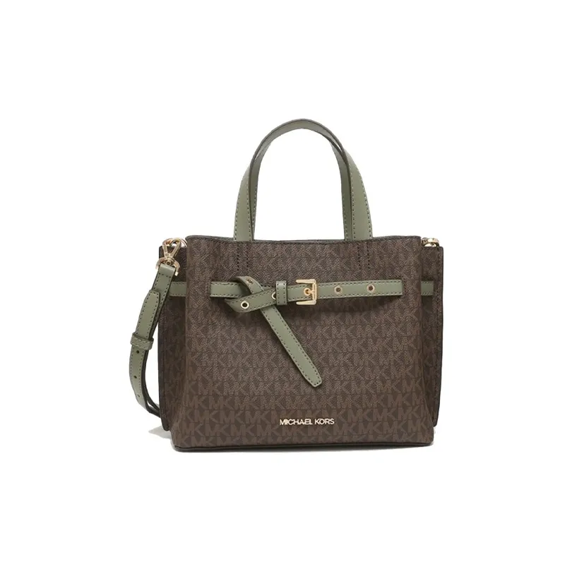 MICHAEL KORS Эмилия Кожа Сумка Сумка через плечо Сумка через плечо Маленькая Женская Армейский зеленый и Коричневый