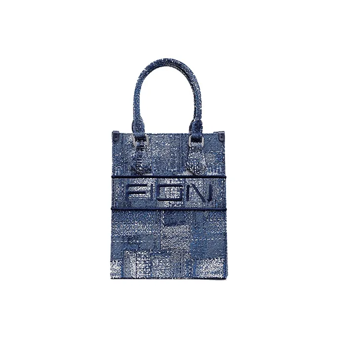 FION Fabric Tote Bag, Shopping Bag, Crossbody Bag, Handbag Regular Women's Dark Blue
