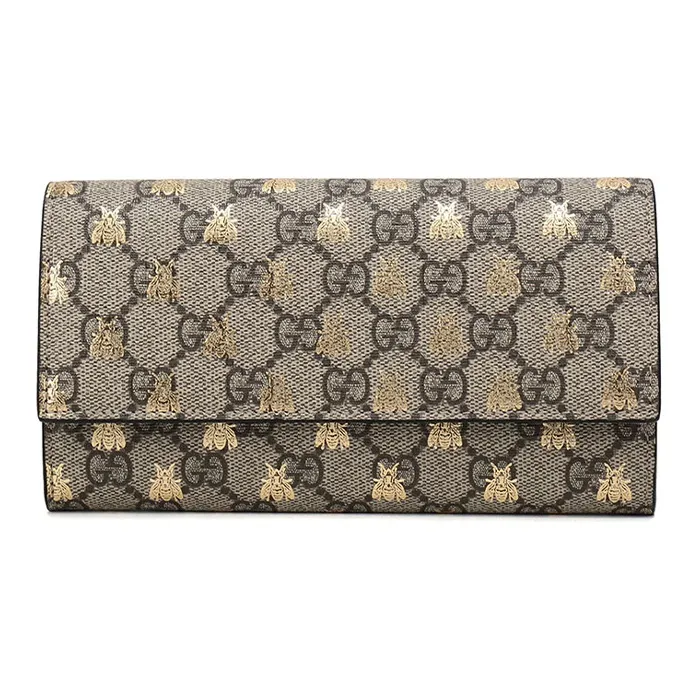 GUCCI Canvas With Leather Wallet Women's Ebony/Black