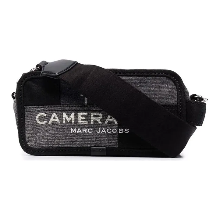 MARC JACOBS Cotton With Leather Camera Bag, Shoulder Bag, Crossbody Bag Regular Unisex Black