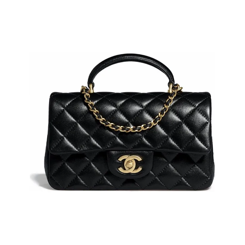 CHANEL Classic Flap CF Lambskin Flap Bag Handbag, Shoulder Bag, Crossbody Bag Mini Women's Black