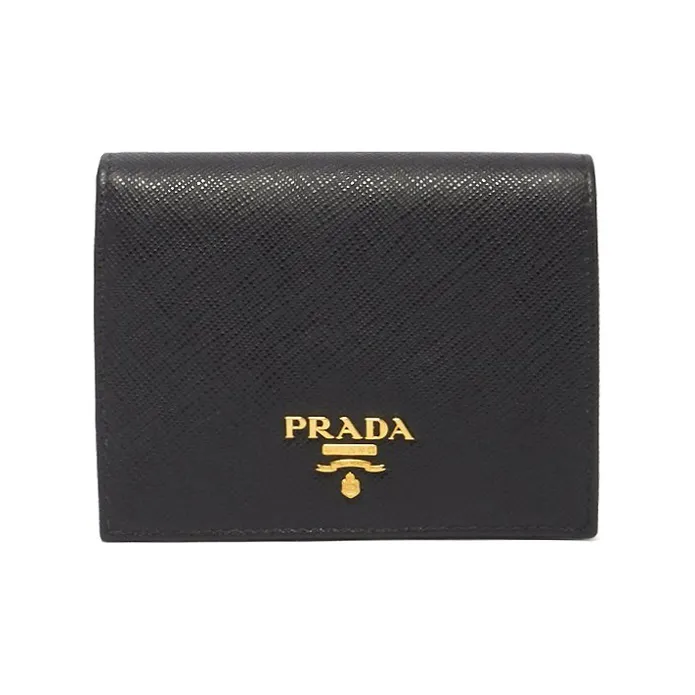 PRADA Saffiano Leather Wallet Women's Black