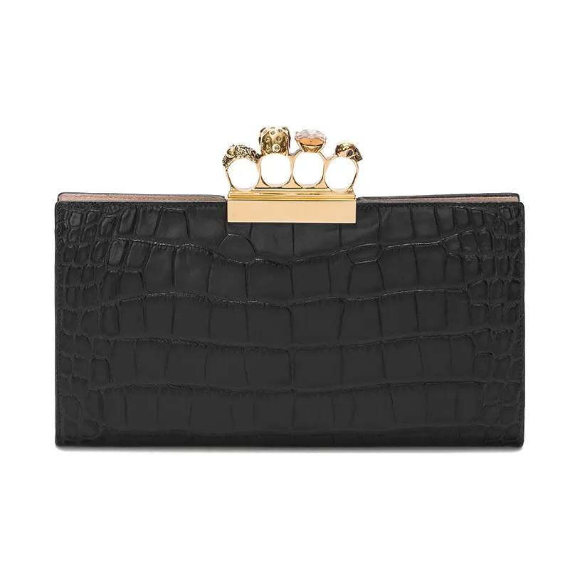 Alexander McQueen Cow Leather Purse Clutch Women's Black
