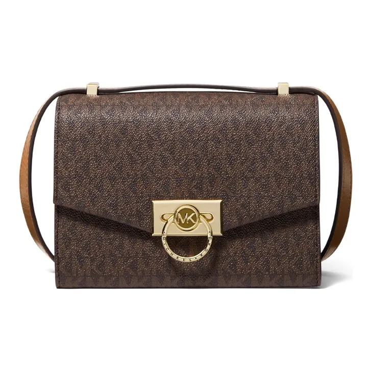 MICHAEL KORS Hendri Коровья кожа Искусственная кожа Сумка через плечо Мини Женская Темно-коричневая