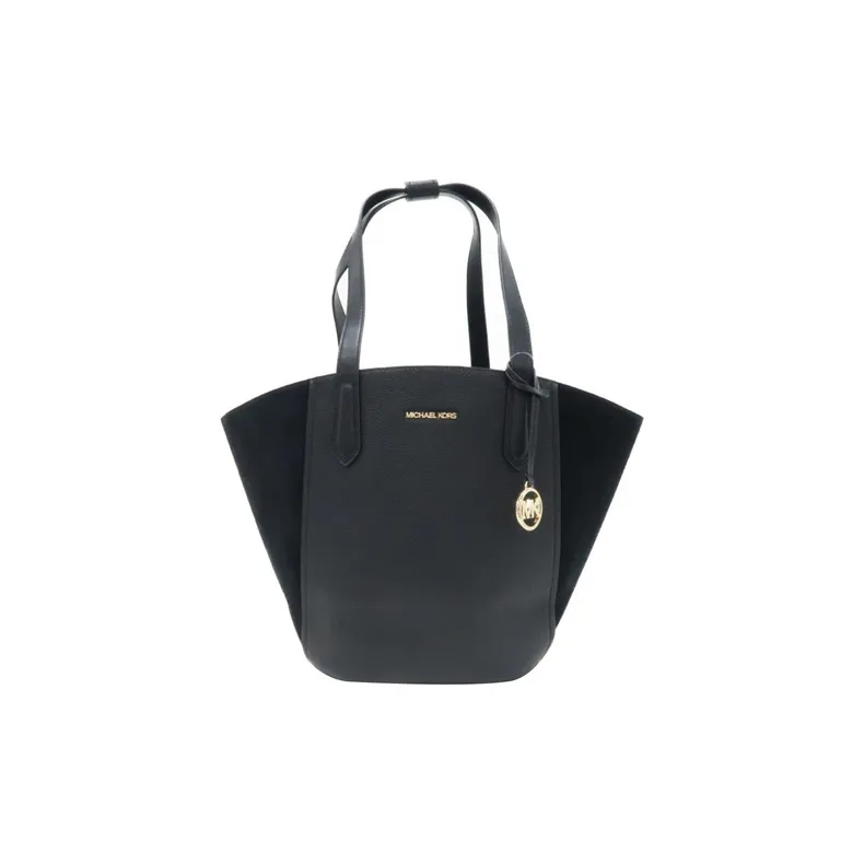 MICHAEL KORS MK Portia Корова Кожа Пэчворк Замша Корзинка Сумка Сумка Плечевая Сумка Женская Черная