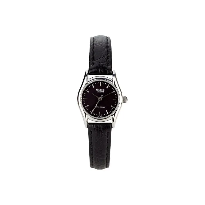 CASIO Standard Series Кварцевый механизм Кожаный ремешок Часы Женские Черный циферблат