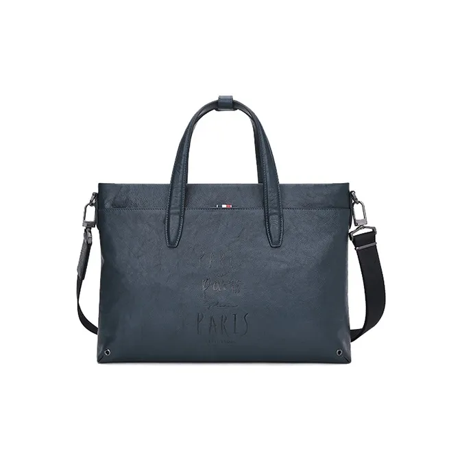 ELLE HOMME Genuine Leather Handbag Briefcase Shoulder Bag Crossbody Bag Regular Men's Blue
