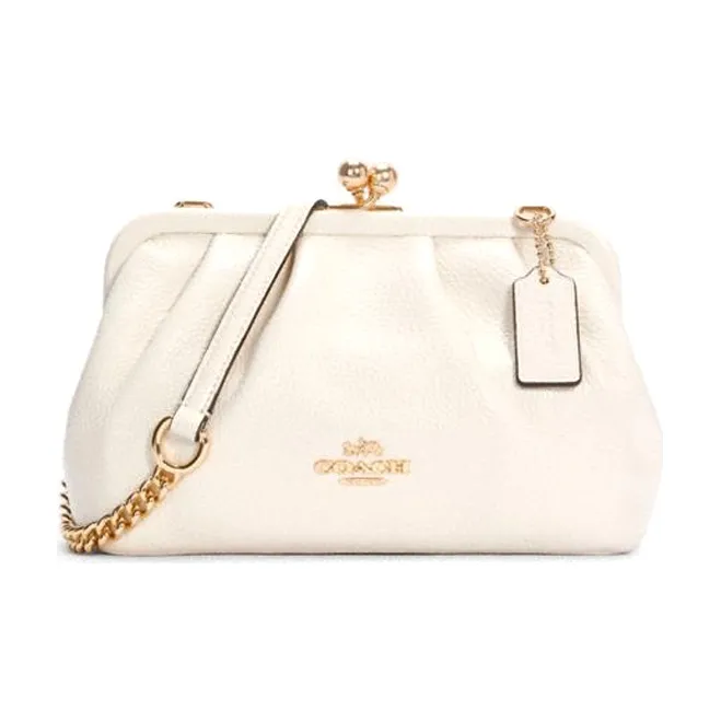 COACH Kisslock Leather Cloud Bag, Crossbody Bag, Shoulder Bag Women's Pure White