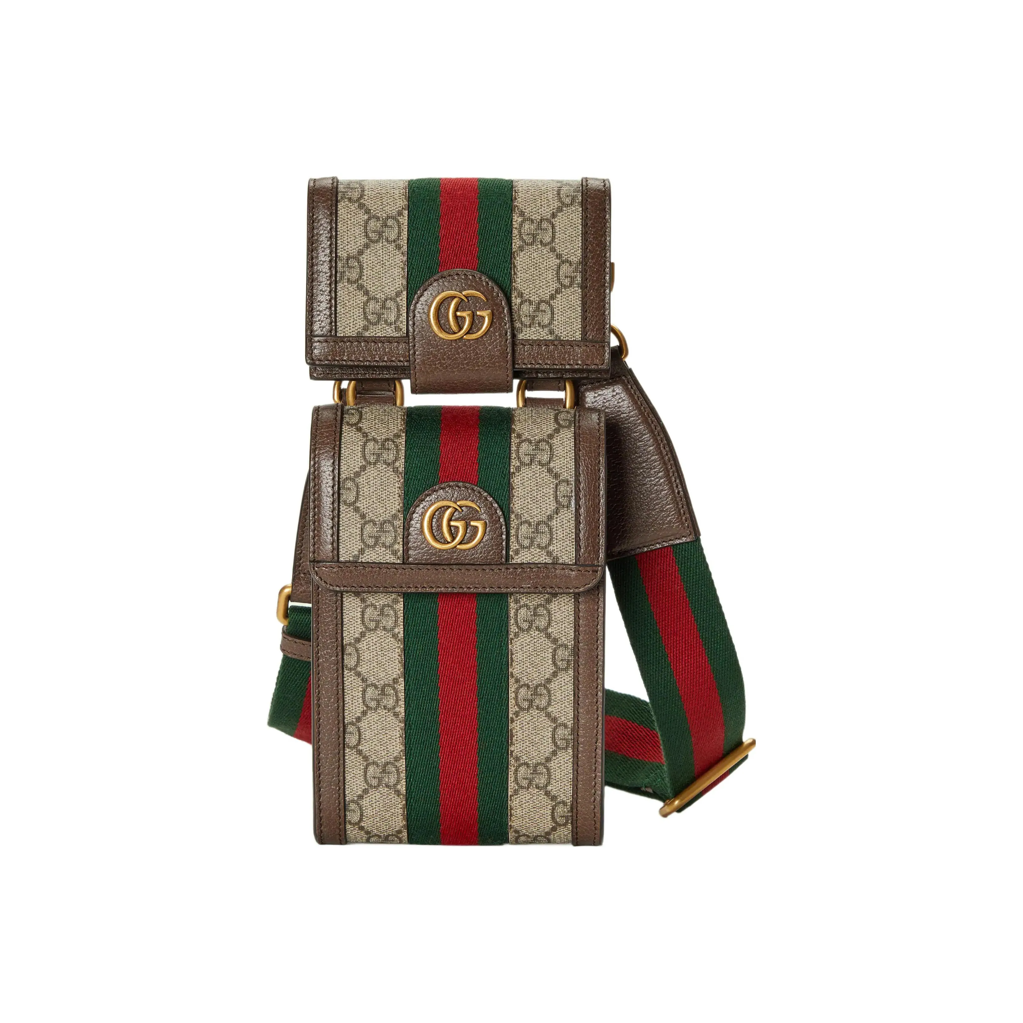 GUCCI Ophidia Canvas Combo Bag, Wallet, Card Holder, Cell Phone Pouch Trumpets Unisex Ebony