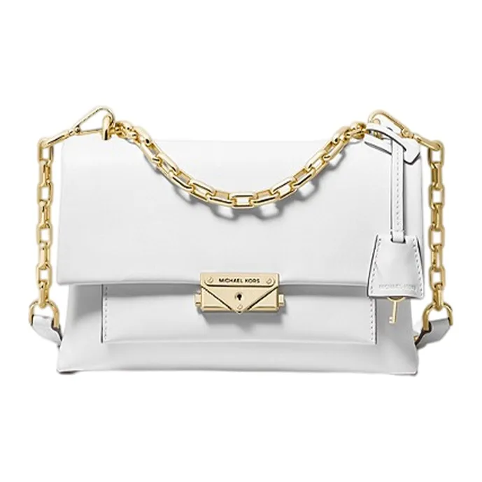 MICHAEL KORS Cece Leather Shoulder Bag Crossbody Bag Medium Size Women's Pure White