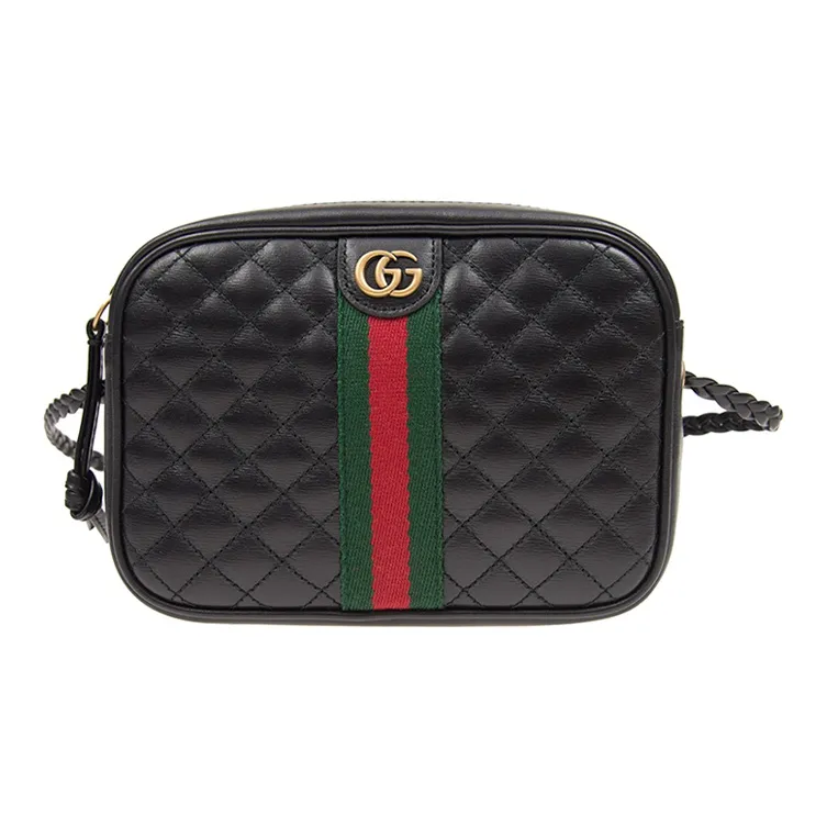 GUCCI Leather Camera Bag Shoulder Bag Crossbody Bag Mini Women's Black