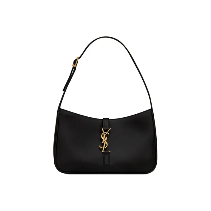 SAINT LAURENT LE5A7 Cow Leather Shoulder Bag Hobo Bag Handbag Shoulder Bag Small Size Women's Black