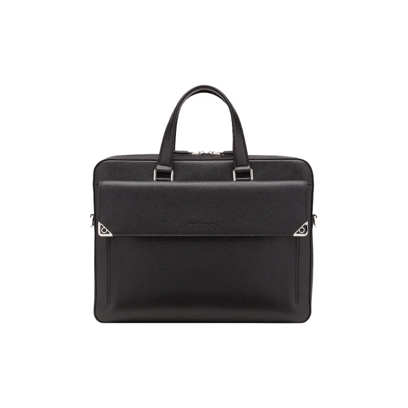 FERRAGAMO Leather Briefcase Men's Black